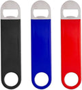 7" Rubber Grip Stainless Steel Flat Bottle Opener, Black Red Blue Sturdy and Durable 3 Pcs Gifts for Friends, Suitable for Bar Bartender Men and Women Kitchen Restaurant Party