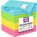 12 Pack Microfiber Cleaning Cloth, 4 Assorted Colors Cleaning Rags for Housekeeping, Colorful Reusable Microfiber Towels for Car, Kitchen, Bathroom and Household Cleaning Supplies, 11.8"X11.8"