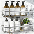 Adhesive Shower Caddy, Large Capacity Shower Racks for Inside Shower, No Drill Bathroom Shower Organizer and Storage, 2 Pack Silver Bathroom Shelves, Home Decor Rv Accessories, Apartment