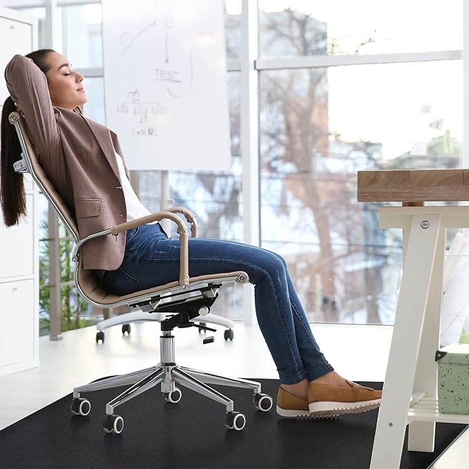 Office Chair Mat for Hardwood Floor: 53"x45" Large Black Rolling Chair Mat for Hard Wood and Tile Floor, Anti-Slip Heavy Duty Floor Protector Mat Under Computer Desk, Easy Glide Chair Mats for Home