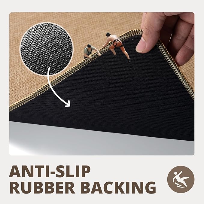 Bathroom Rugs Sets 2 Piece, Thin Bath Mat Absorbent Quick Dry, Machine Washable, Rubber Backing for Non Slip, Low Pile Cozy Cloth Bathroom Rug Set for Tub/Sink/Shower (27"x17" & 36"x24", Khaki)