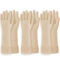 DABOGOSA Reusable Waterproof Household Dishwashing Cleaning Rubber Gloves, Non-Slip Kitchen Glove (Ivory, Medium (Pack of 3))
