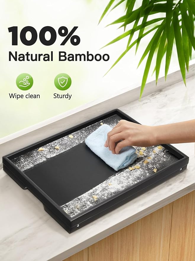 Bamboo Bed Tray Table with Foldable Legs, Breakfast Tray for Sofa, Bed, Eating, Working, Used As Laptop Desk Snack Tray by Pipishell (Black)