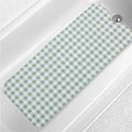 Green Bathtub Mat Non Slip 40x16 Inch Extra Long Bath Mat, Checkered Modern Art Shower Mat, Bath Mat for Tub Anti Slip with Large Drain Holes Suction Cups, Geometric Design Bathroom Mat Green