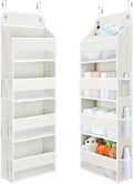 Yecaye Over the Door Organizer, 35.2lbs Load Toy Stuffed Animal Storage, Bathroom Organizers and Storage for Nursery Newborn Baby Essential Stuff Dorm Room Essentials, Cream White 4 Tier
