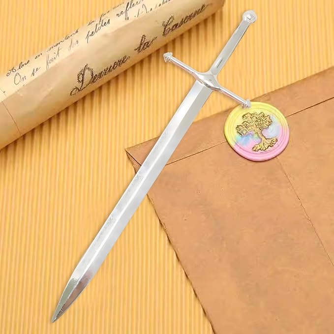 Honbay 1PCS Sword-Shaped Letter Opener Knife Letter Opening Tool Zinc Alloy Envelope Slitter Metal Envelope Opener Sword Envelope Open Tool Mail Opener for School Home Office Mail Supplies (Silver)
