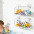 Bath Toy Storage Organizer, Bathtub Toy Storage Holder, Large Capacity Wall Mounted Shower Caddy Shower Organizer, No Drill Shelves Basket, Wave, 2 Pack