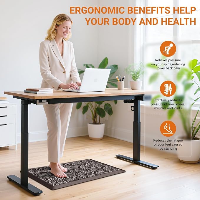 Mattitude 4/5 Inch Kitchen Mat, 20x51in Heavy Duty Ergonomic Comfort Foam Standing Desk Mat, Waterproof Non-Slip Standing Mats and Rugs for Kitchen, Office, Black