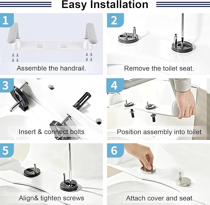 Toilet Safety Rails for Seniors with Flip-Up Armrests, Heavy Duty Toilet Support Rails with Rise-up Handle for Elderly, Disabled, Handicapped, or Mobility Assistance, Fits Most Toilets (Standard)