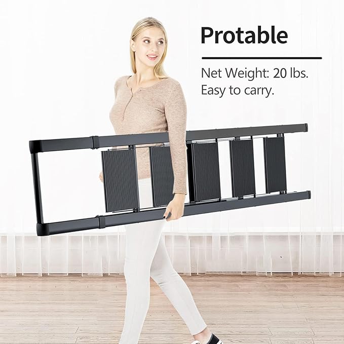 SOLADDER 5 Step Ladder, Folding Step Stool with Handgrip and Anti-Slip Wide Pedal, Portable Iron Stepladder for Kitchen, Home, Library, Office (300 lbs Capacity) - Black