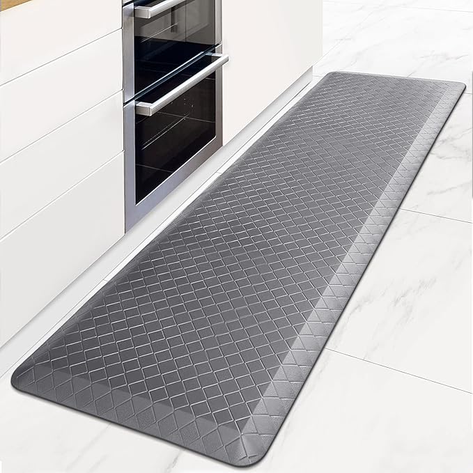HappyTrends Anti-Fatigue Floor Mat - 4/5 Inch Thick, Waterproof Non-Slip, Heavy Duty Ergonomic Comfort Rug for Kitchen, Office, Sink, Laundry (22"x72", Gray)