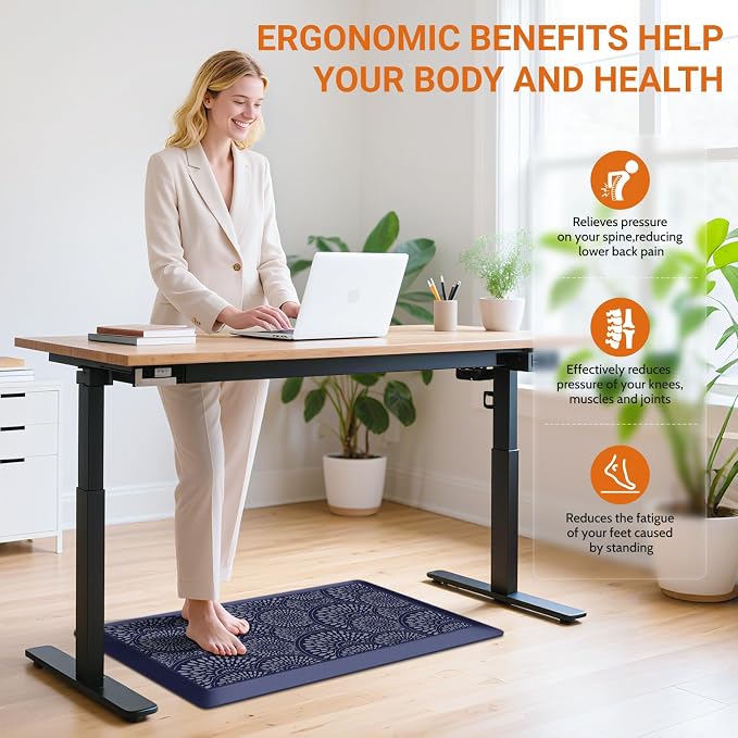 Mattitude 4/5 Inch Kitchen Mat, 20x34in Heavy Duty Ergonomic Comfort Foam Standing Desk Mat, Waterproof Non-Slip Standing Mats and Rugs for Kitchen, Office, Black