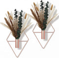 Jexine 4 Pcs Hanging Planters with Artificial Pampas Rose Gold Metal Hanging Vase Indoor Plants Holder Modern Geometric Boho Bathroom Wall Decor for Living Room Home Office