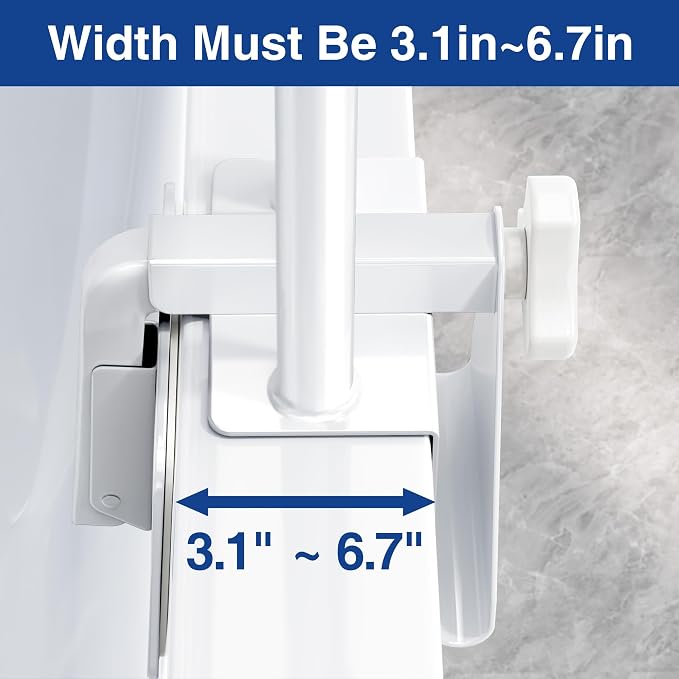 Adjustable Bathtub Safety Rail, Bathtub Handle Grab Bar with Non-Slip Grip for Seniors, Elderly, Fits 3.1 to 6.7 Inch Tub Walls, Supports 300 lbs
