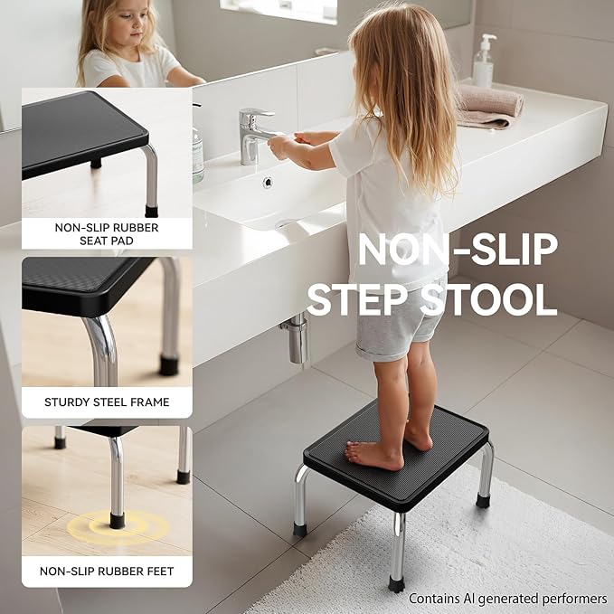 Loyoda Step Stool, Heavy-Duty Steel Legs, 350 lb Capacity, Comfortable Non-Slip Rubber seat Cushion, Non-Slip Rubber feet，Anti-Skid Bathroom Stool for Children, Elderly, Kitchen, Home Use