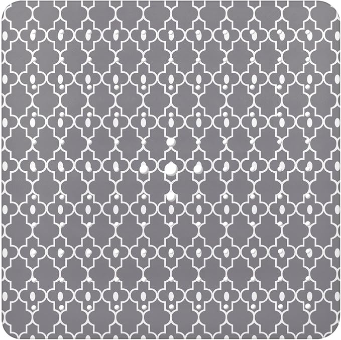 Bathtub Mat Non Slip, Grey Square Bath tub Mat Shower Floor Mat with Suction Cups for Adults Kids Elderly 21 X 21 Inch