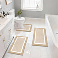 Pauwer Bathroom Rugs Sets 3 Piece Bathroom Shower Rugs with U-Shaped Contour Toilet Mat Absorbent Microfiber Plush Bath Mats Non Slip Bath Rugs Machine Washable Shaggy Bath Floor Mats