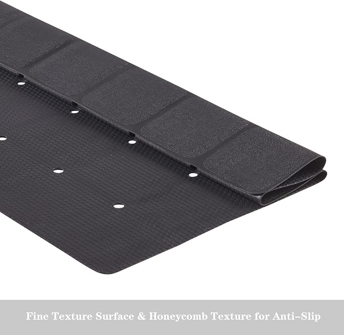 Webos Shower Mat for Textured Surface：Silicone Non Slip Shower Mat Without Suction Cups Foldable - Square Bath Mat for Reglazed Tub Textured Shower Floor (Black, 21x21 Inches)
