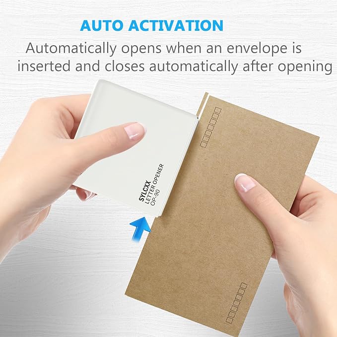 Battery Operated Electric Letter Opener - Letter Openers Envelope Slitter, Envelope Opener, Mail Opener, Universal Envelope Efficient Letter Opener Tool for Office, Home (White)