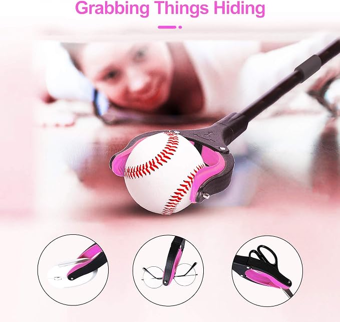 Jellas 2-Pack 32 Inch Grabber Reacher Tool with Shoehorn, 360° Rotating Head Grabber Tool for Elderly, Outdoor and Indoor Trash Picker Grabber (Purple)