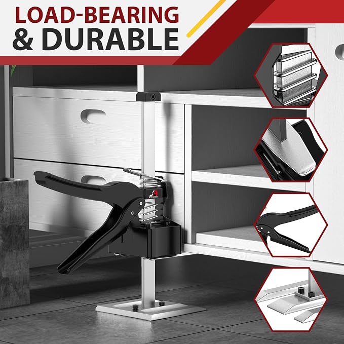 2 Pack Labor Saving Arm Jack Handle, 6.69 Inch Lift Height 440LBS Multifunctional Handheld Lifter Tool, Furniture Jack Height Adjuster for Cabinet Wall Tile Construction Installation