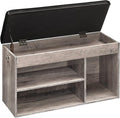 HOOBRO Shoe Storage Bench with Cushion, 32.3'' Entryway Bench with Lift Top Hidden Storage and Adjustable Shelves, Wooden Shoe Rack Bench for Entryway Bedroom, Rustic Brown and Black BG40HX01