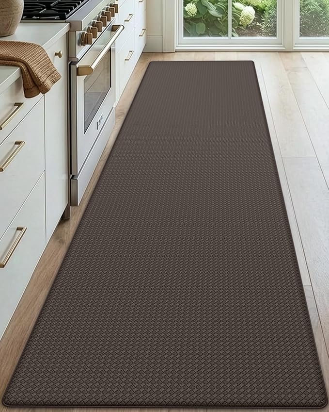 DEXI Kitchen Floor Mats Cushioned Anti Fatigue, 23x71, Large Wide Standing Runner Rug Waterproof, Comfort Memory Foam Padded for Front Sink Laundry, Brown