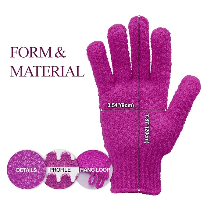 Evridwear Exfoliating Dual Texture Bath Gloves for Shower, Spa, Massage and Body Scrubs, Dead Skin Cell Remover, Gloves with Hanging Loop (1 Pair Innuendo Heavy Glove)