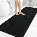 OLANLY Long Bathroom Rugs Runner 59x24, Thick Soft and Absorbent Chenille Bath Mat, Non-Slip, Machine Washable Quick Dry Bath Rugs for Tub Shower Floor, Home Decor Accessories, Black
