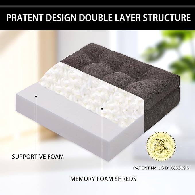 Recliner Cushions for Elderly, 20x20x4 Inch Thick Chair Cushion for Shorter Users Patent Design Soft Tufted Dual Layer Booster Seat Cushions for Seniors Recliner Risers Taupe 1P