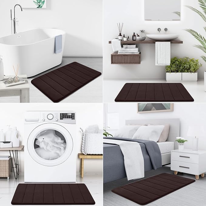 Buganda Memory Foam Bath Mat, 70" x 46", Ultra Soft and Non-Slip Bathroom Rugs, Water Absorbent and Machine Washable Bath Rug Runner for Bathroom, Shower, and Tub, Brown