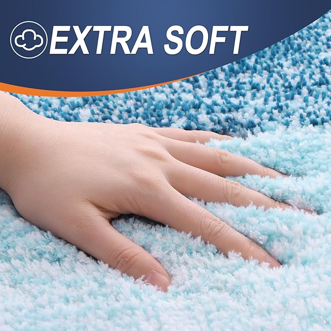 OLANLY Large Bathroom Rugs Mat 54x24, Extra Soft Absorbent Microfiber Bath Rugs, Rubber Backing, Quick Dry, Washable Bath Mats for Bathroom Floor, Tub and Shower, Home Decor Accessories, Peacock Blue