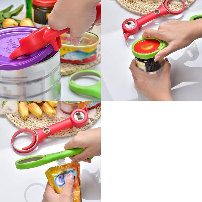 Muellery Multifunctional 6 in 1 Opener Jar Bottle Can Opener Comfort Easy To Use Home Multi Kitchen Tools Green CW00542Green