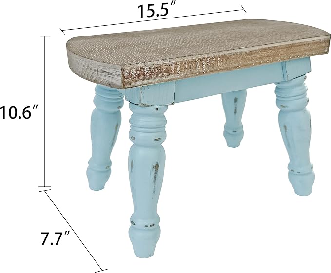 dwellington Farmhouse Wooden Step Stool - Rustic Solid Wood Design, 300lb Capacity, Sturdy Step Ladder for Kids, Kitchen, Bathroom, Vintage Home Decor
