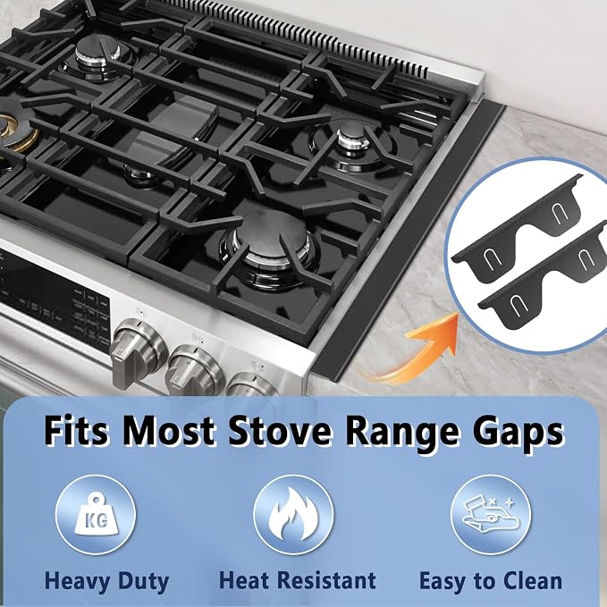 Stove Gap Covers Stainless Steel, 2 Pcs Stove Gap Filler for Counter Side Gap, Retractable Length 13.8" to 27.5"