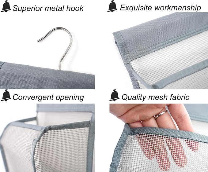 ALYER Hanging Mesh Shower Caddy Organizer Bathroom Storage Bag with Hooks for College Dorm, Gym, Swimming,RV and Travel,Gray