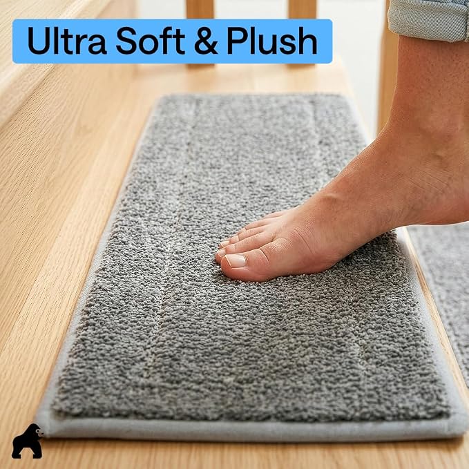 GORILLA GRIP Peel and Stick Stair Treads for Wooden Steps, Multi-Surface Use, Machine Washable Carpet Runners, Indoor Rugs for Stairs, Pet Friendly, Universal Size, 4 Pack Gray, 8x28 Inches