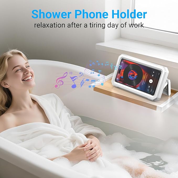 Shower Phone Holder Waterproof【480° Rotatable】Bathroom Cell Phone Holder,Retractable Adjustable Shower Phone Case Holder Mount Stand for Bathroom Wall Phone Mount Stand Waterproof for 4~6.8" Phones
