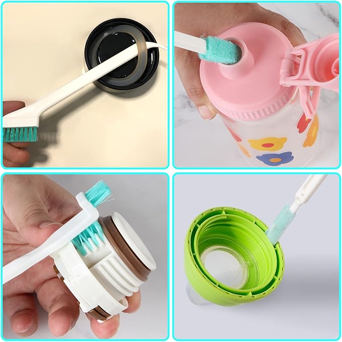 Small Household Cleaning Brushes by ELEMGULY,9 Pcs Crevice Brush for Hole, Gap, Corner, Space, Micro Crevice Scrub Cleaner Tool for Bottle, Keyboard, Window, Door Track