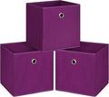 Foldable Storage Cubes Bins ,11 Inch Cloth Storage Cube Fabric Storage Box Cubes Organizer Baskets with Handles for Home Organizer Set of 3 (Purple)