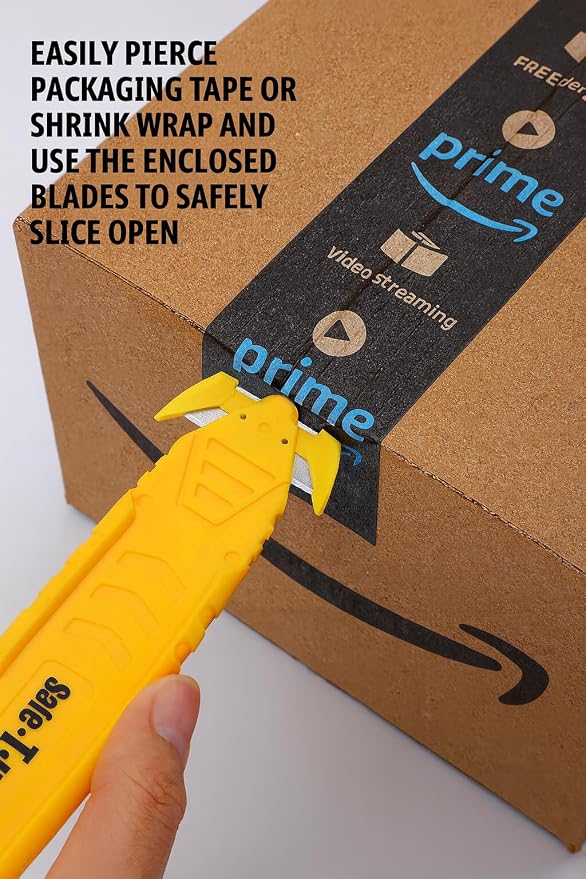 Safe•T•Kut Safety Box Cutter 20 Pack – Enclosed Blade Utility Knife for Opening Boxes, Packaging, Plastic Wrap, Tape & Zip Ties