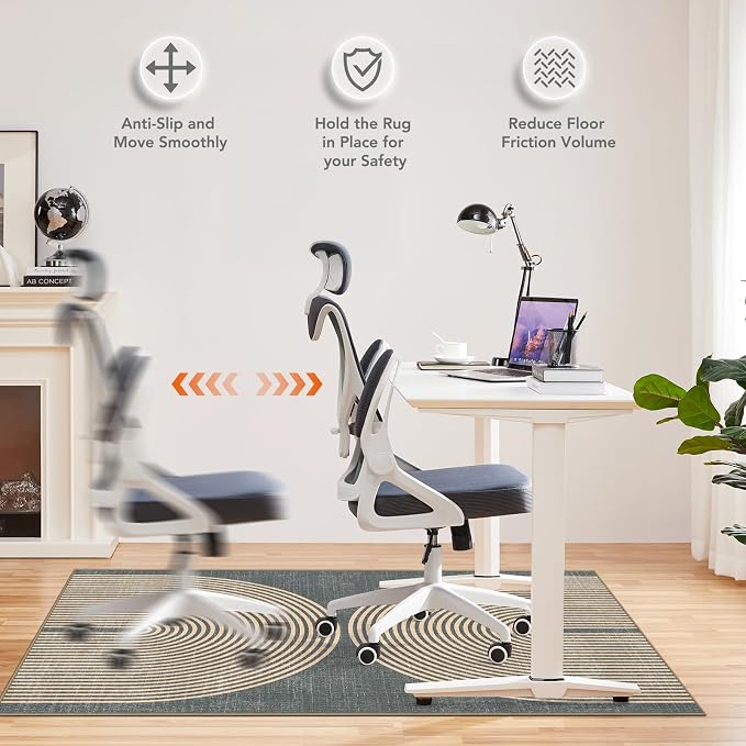 Office Chair Mat for Hardwood Floor&Tile Floor,36"X 48" Heavy Duty Desk Chair Mat for Hard Floors,Under Desk Rug for Rolling Computer Chair,Anti Slip,Low Pile Carpet Floor-Geo Grey