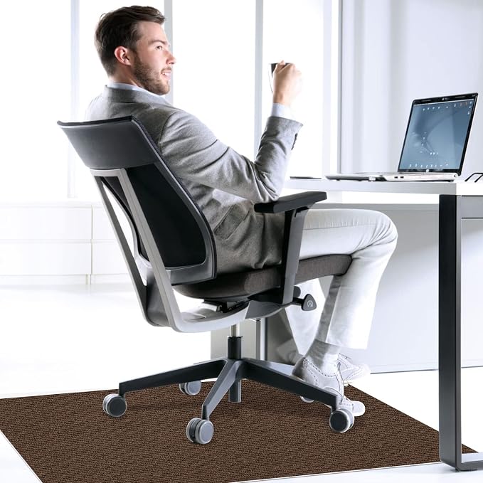 Sycoodeal Office Chair Mat for Hardwood Floor,Office Computer Gaming Chair Mat for Tile Floor,Large Floor Protector Rug,Anti-Slip,Easy to Clean,Coffee(55"x36")