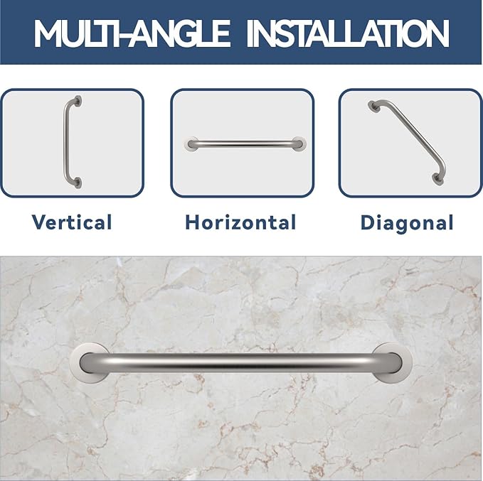 ELLO&ALLO Brushed Nickel Bathroom Shower Grab Bar, Home Care Bath Hardware (16 Inch)