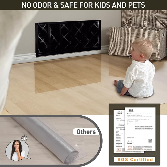 Area Floor Mat for Home, 6'×9' Large Transparent No Slip Waterproof Vinyl Area Rug, Spill Resistant Hard Floor Protector Cover for Bedroom, Easy Clean Splat Mat for Under High Chair