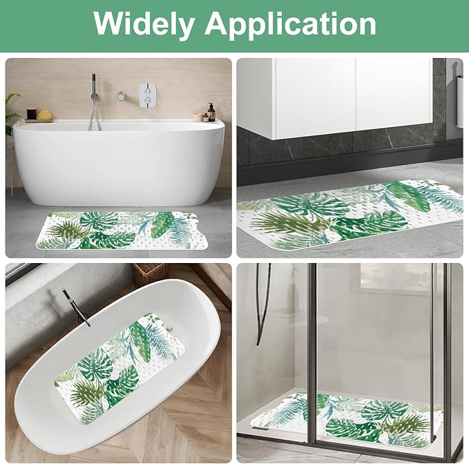 Shower Mat Non Slip, Yonala Premium Anti Slip Stylish Bath Tub Mat, 40 x 16 Inch Extra Large Bathtub Mat with Suction Cups and Drain Holes, Machine Washable