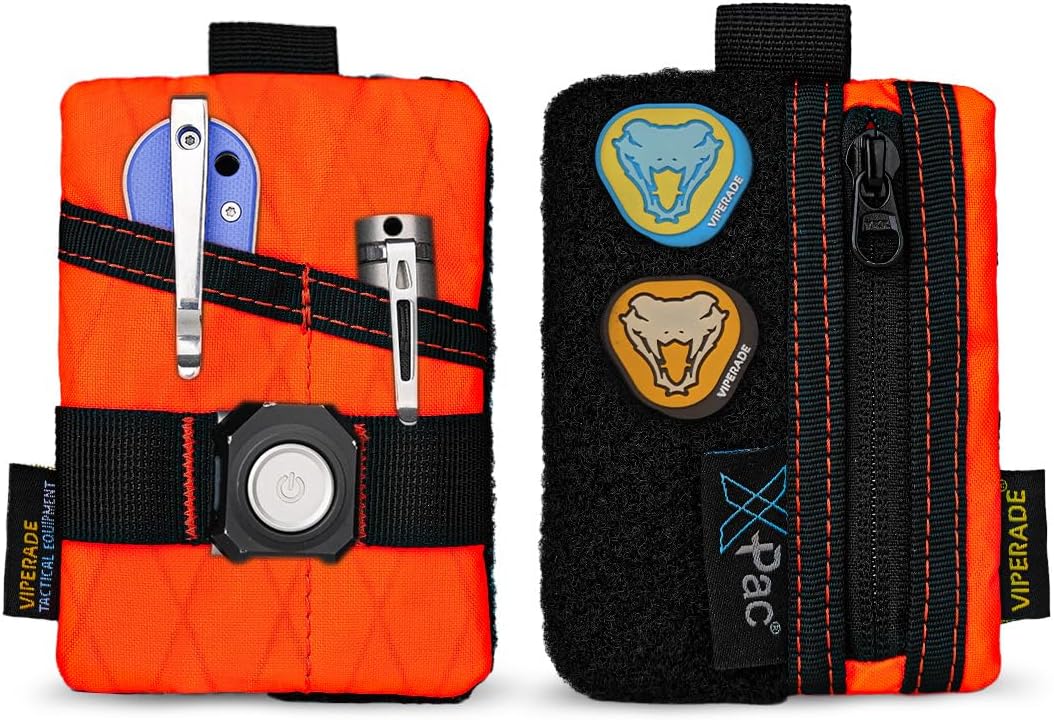 VIPERADE VE15 Small EDC Pouch, Pocket Organizer, EDC Pocket Pouch with DIY Patches Area, EDC Pocket Organizer Wallet for Cards, Small Tool Pouch for EDC Gears