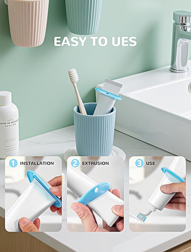 EVOULTES 4PCS Toothpaste Squeezer, Colorful Plastic Toothpaste Tube Squeezer Toothpaste Dispenser HangingTube Squeezer Tool, Toothpaste Clip for Bathroom, Suitable for Toothpaste, Cream, Cosmetics