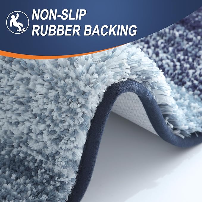 OLANLY Bathroom Runner Rugs Mat 59x24, Extra Soft Absorbent Microfiber Bath Rugs, Rubber Backing, Quick Dry, Washable Long Bath Mats for Bathroom, Tub and Shower, Home Decor Accessories, Airy Blue