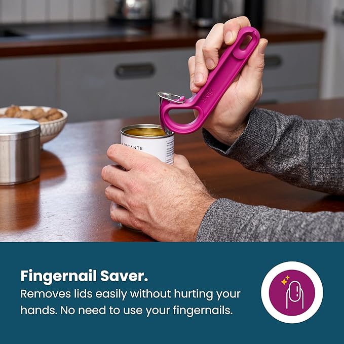 Dext - Ring Pull Can Opener, Pop Can Opener for Seniors, Arthritis, and Parkinson’s, Easy Open, Ergonomic Handle with Comfortable Grip. Perfect for Soda, Pet Food, and More (Mulberry)